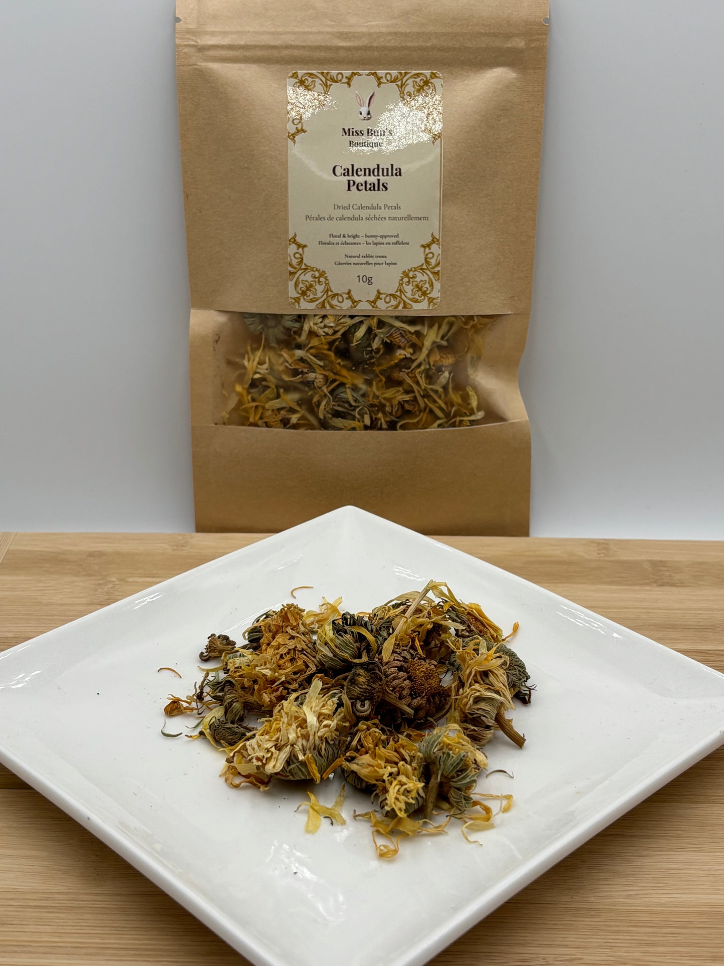 Pétales de calendula – Fleurs de souci séchées naturelles pour lapins (10 g)
