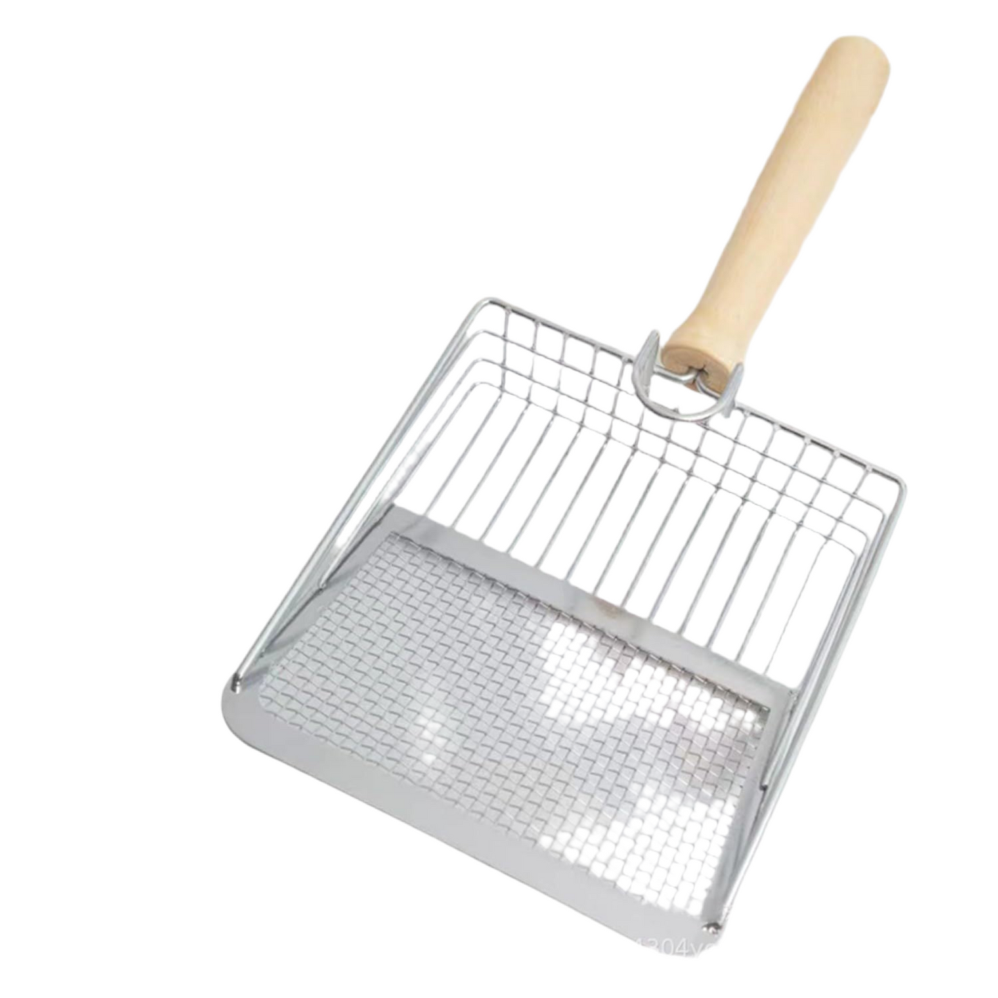 Pelle à litière en métal avec manche en bois – Tamisage efficace des excréments pour litière de lapin