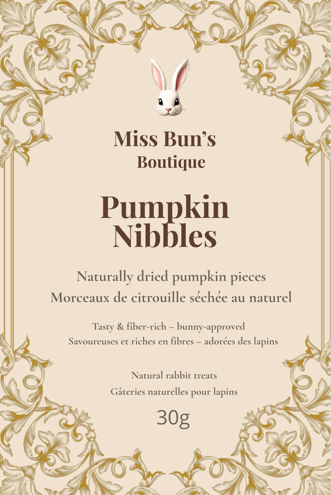 Pumpkin Nibbles – Natural Dried Pumpkin Pieces for Rabbits (30g)