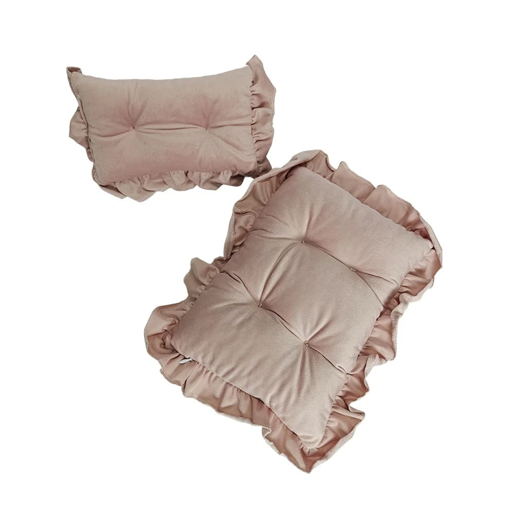 Ensemble matelas et oreiller en velours pour lapin – Lit douillet pour petits animaux et séances photo