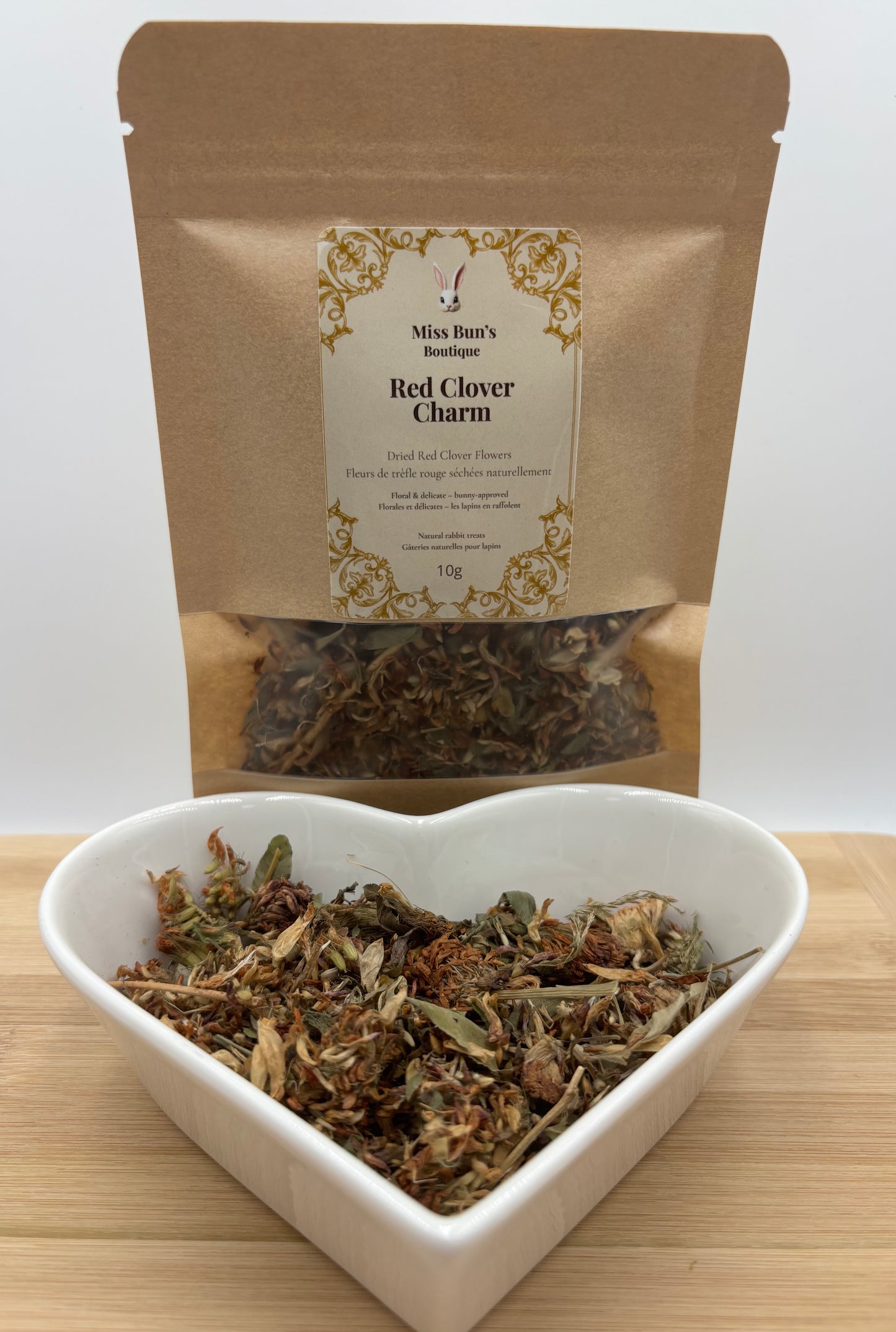 Charme de trèfle rouge – Fleurs de trèfle rouge séchées naturelles pour lapins (10 g)