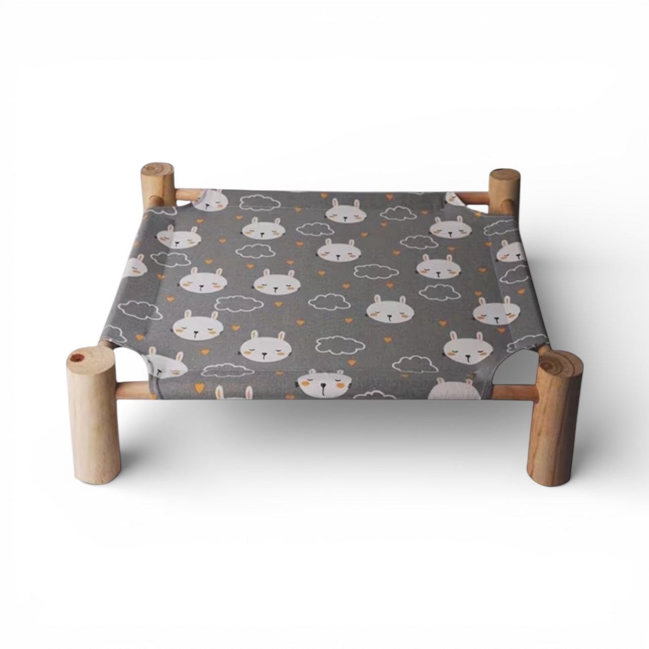 Lit surélevé en bois avec toile respirante – Plateforme de repos pour lapins