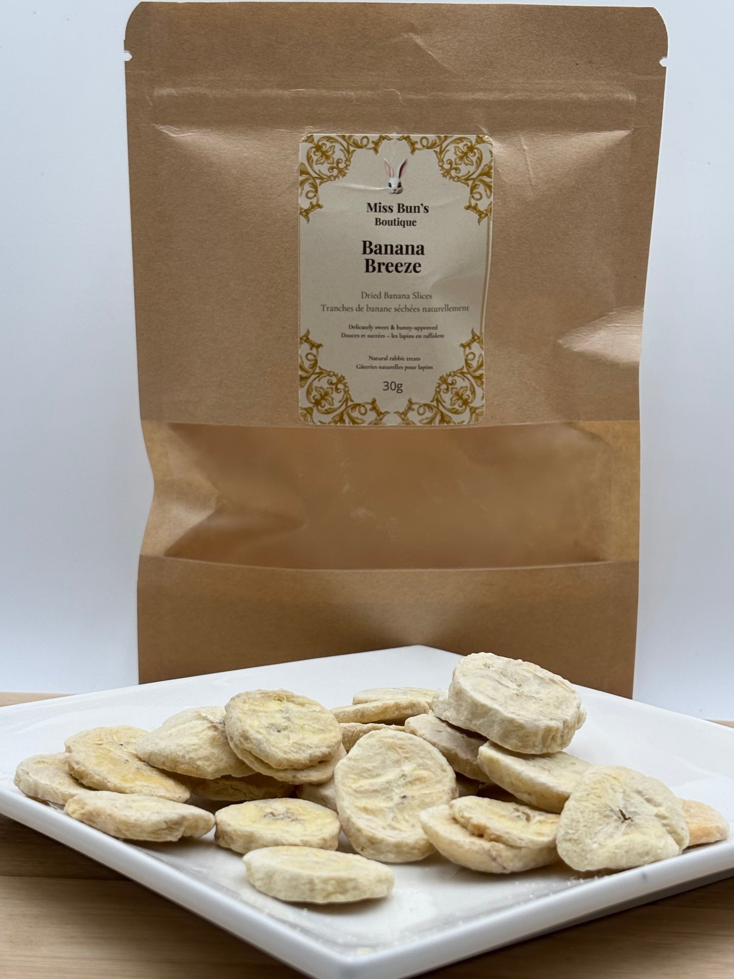 Banana Breeze – Tranches de banane séchées naturelles pour lapins (30 g)
