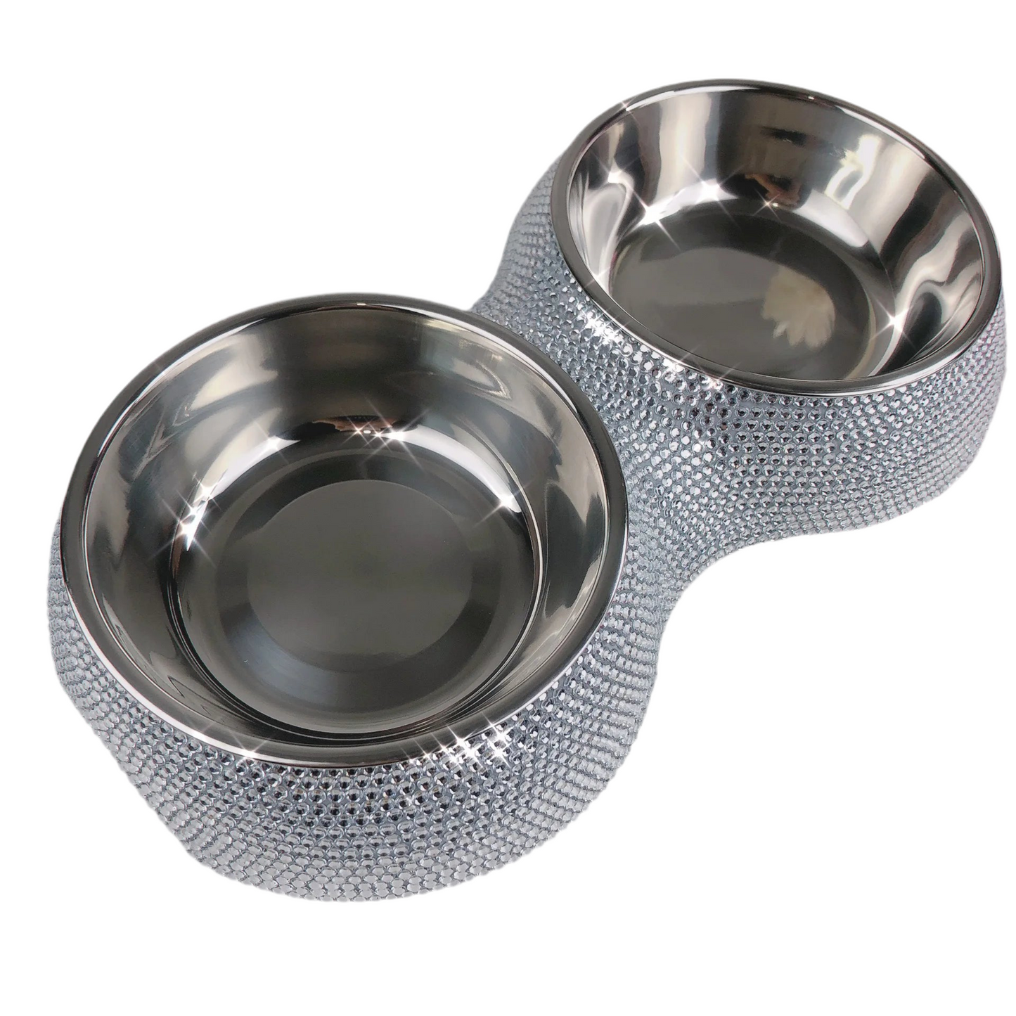 Gamelle de luxe pour lapin – Double mangeoire Bling avec strass et acier 