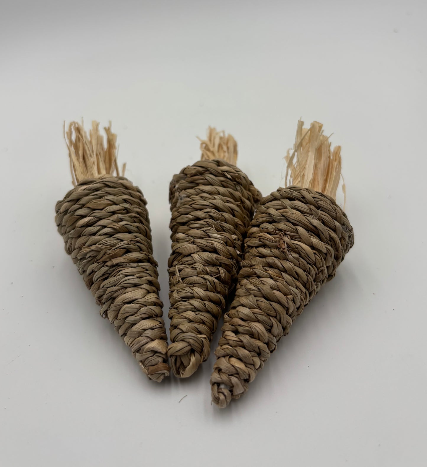 Handwoven Natural Grass Carrot Chew Toy for Rabbits