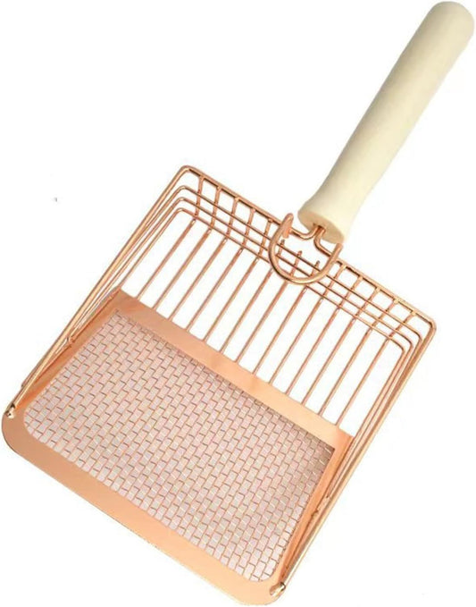 Pelle à litière en métal avec manche en bois – Tamisage efficace des excréments pour litière de lapin