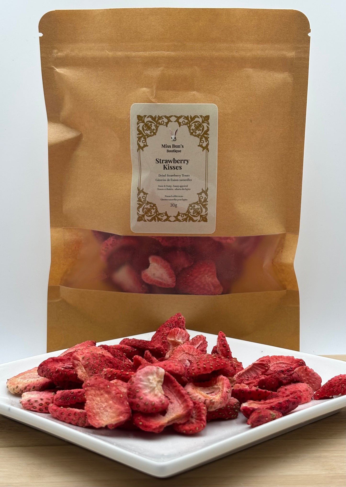 Baisers à la fraise – Fraises séchées naturelles pour lapins (30 g)