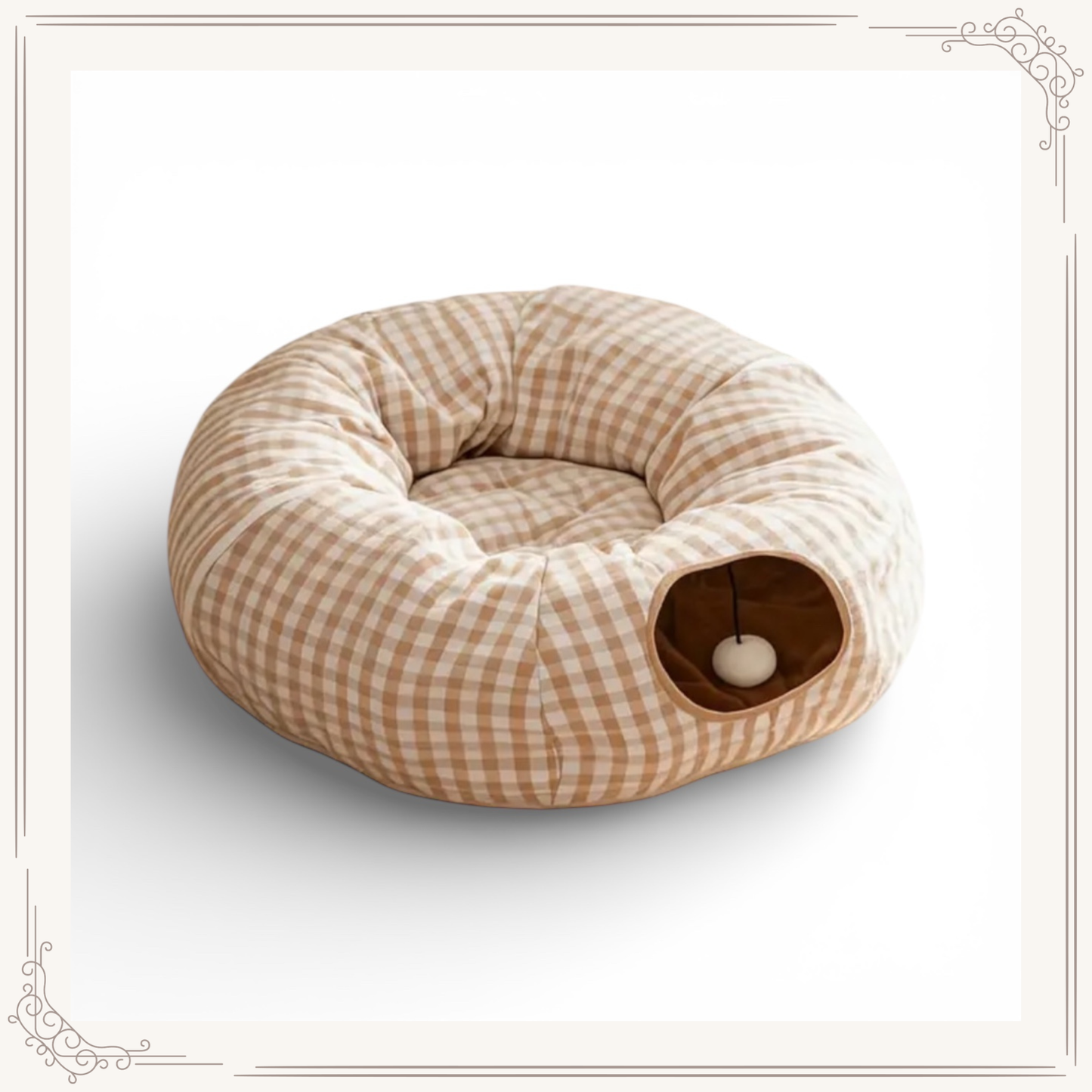Lit tunnel rond avec coussin – Cachette pliable pour lapins