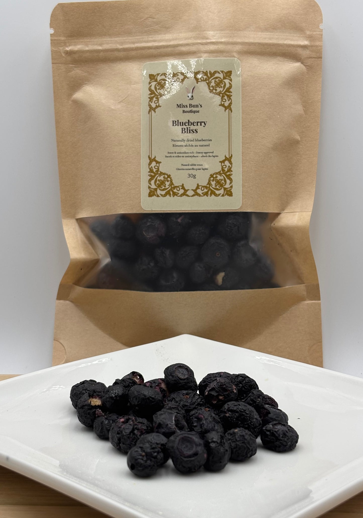 Délices aux myrtilles – Myrtilles séchées naturelles pour lapins (30 g)