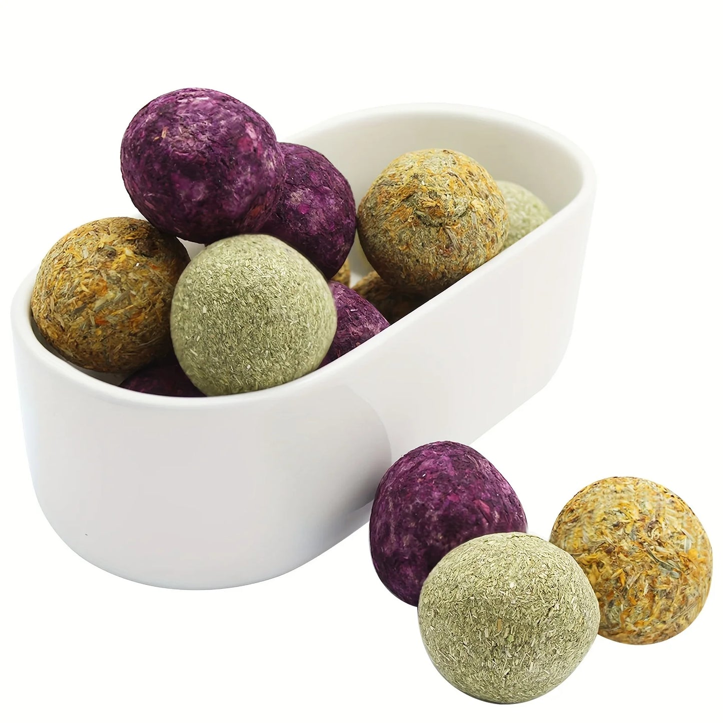 Boules à mâcher au foin Timothy – 30/15 pièces Friandises naturelles pour lapins aux fleurs 