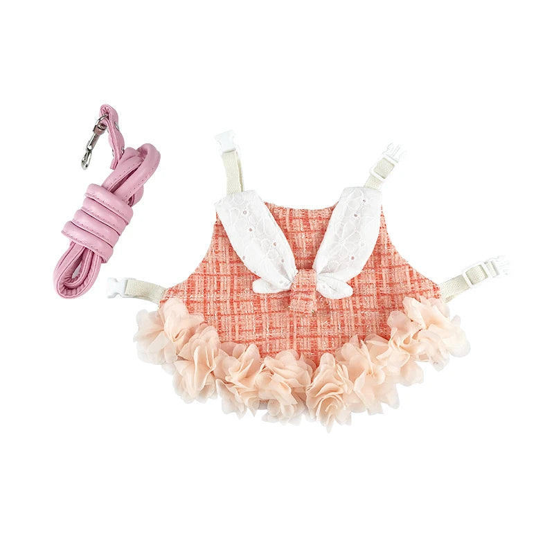 Harnais tendance pour lapin avec laisse – Combinaison ajustable pour petits animaux
