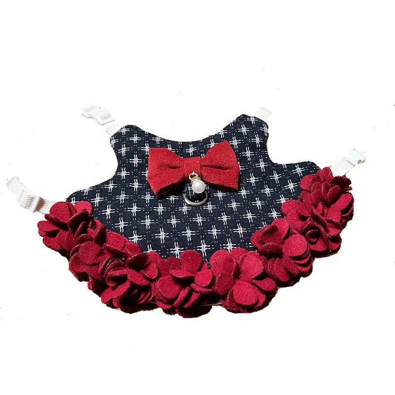 Pearl Petal Skirt with Leash – Elegant Rabbit Harness Outfit