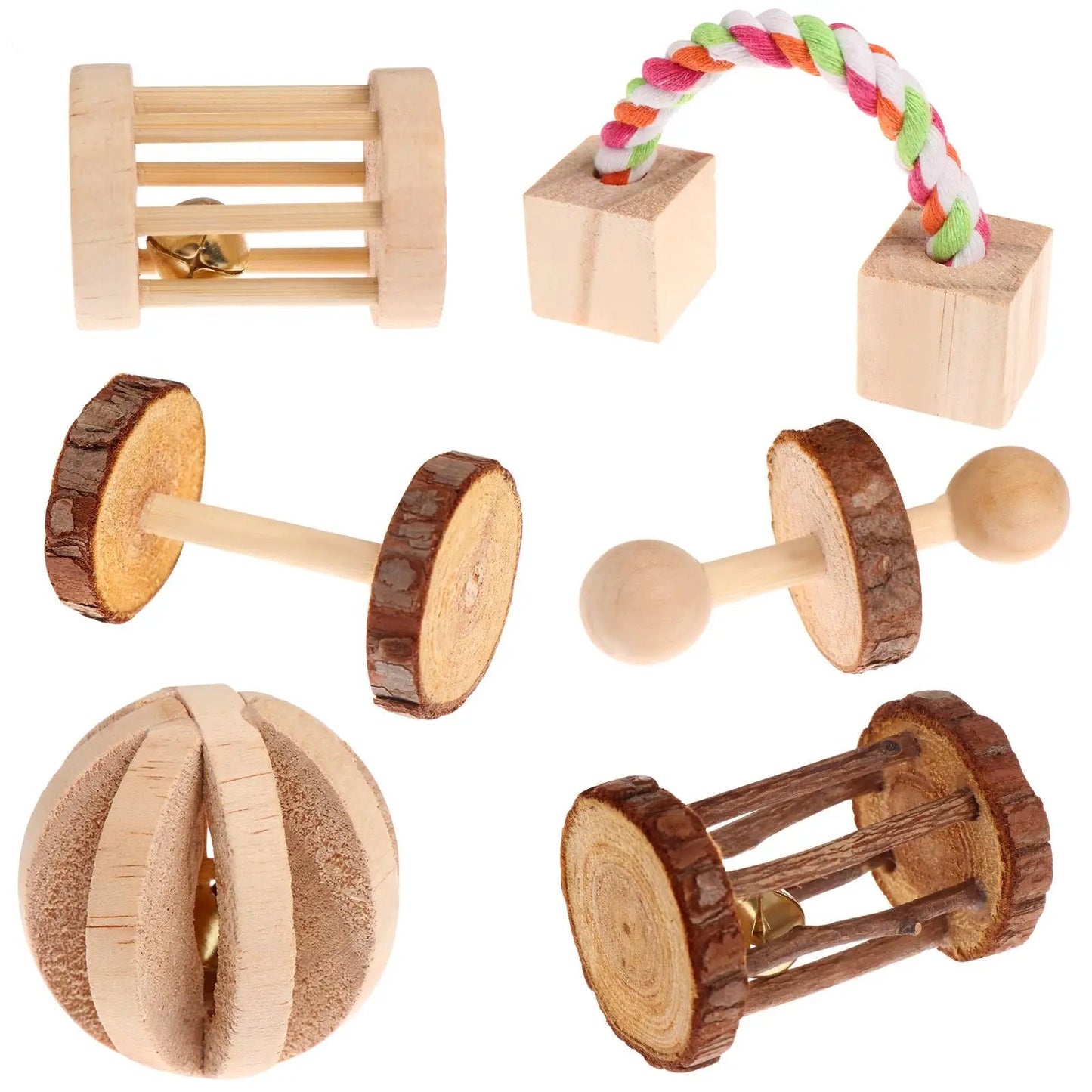 Tiny Trunk Toys – Natural Wooden Play Set (6 pieces)