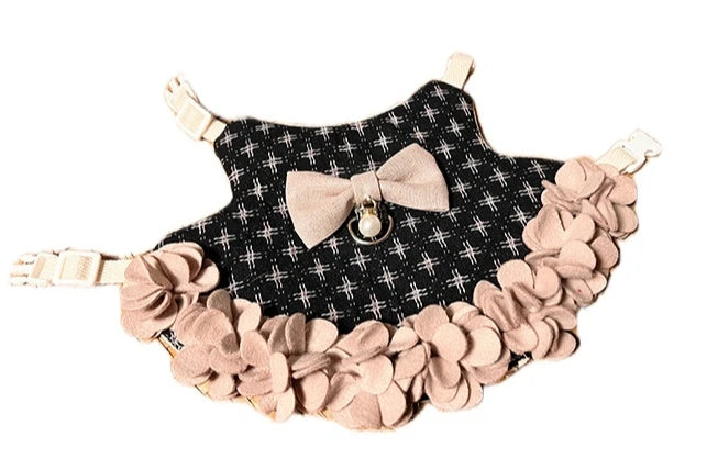 Pearl Petal Skirt with Leash – Elegant Rabbit Harness Outfit