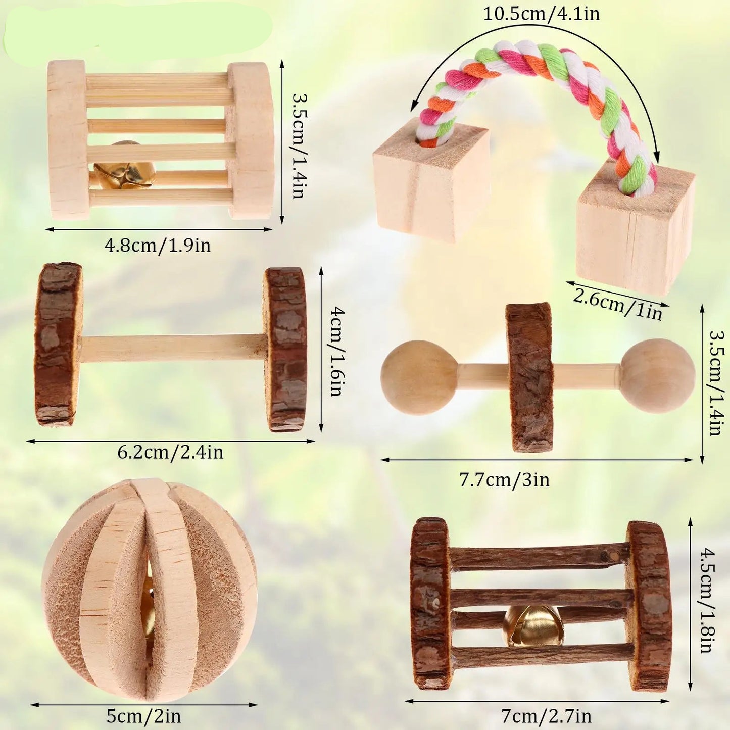 Tiny Trunk Toys – Natural Wooden Play Set (6 pieces)
