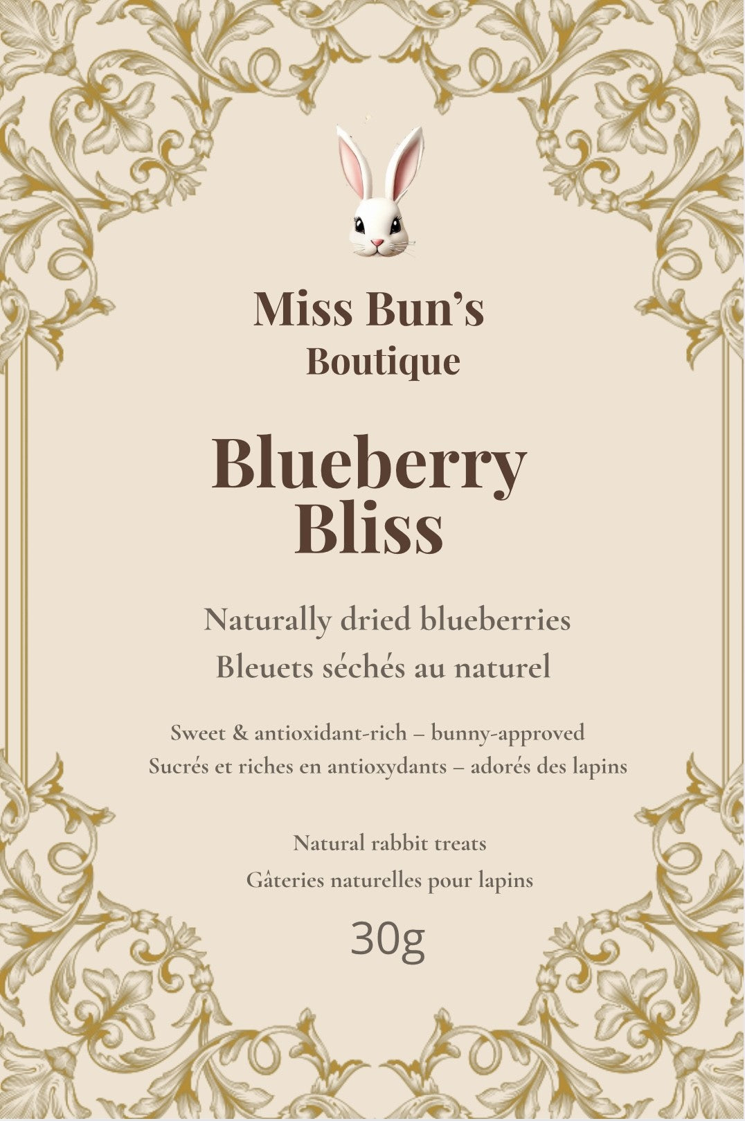 Blueberry Bliss – Natural Dried Blueberries for Rabbits (30g)